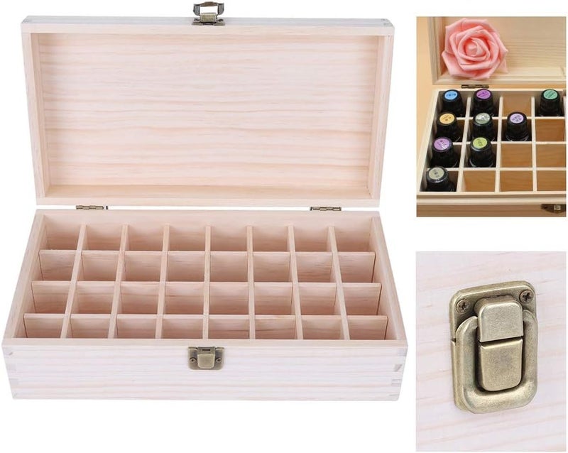 woobles صندوق زيوت أساسية لـ 32 شبكة، صندوق تخزين زيوت أساسية - صندوق تخزين خشبي - صندوق تخزين زيوت أساسية، صندوق تخزين جل الأظافر - Image 2